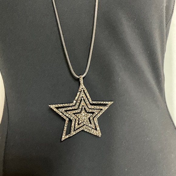 INC International Concepts Black and Silver Star Pendant Necklace - Picture 3 of 8